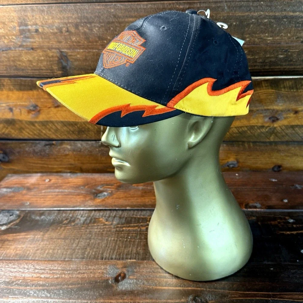 Harley Davidson Embroidered Flames Snapback Hat/ Cap‎ Licensed New With Tags